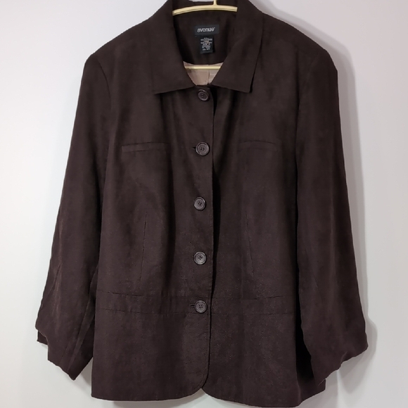 Avenue | Dark Brown Faux Seude Blazer with Relaxed Silhouette Size 22/24 - Picture 1 of 7